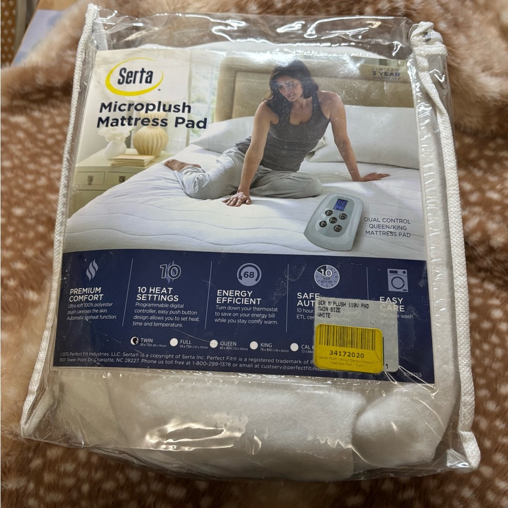 Serta | White Microplush Electric Mattress Pad